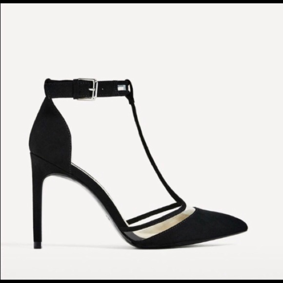 Zara Vinyl Black High Heel Court Shoes Size 6.5 - Picture 4 of 10